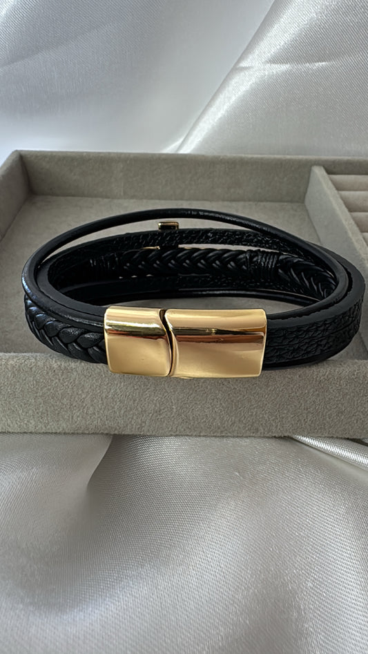 Pulseira Masculina Cruz Dourada 21 cm