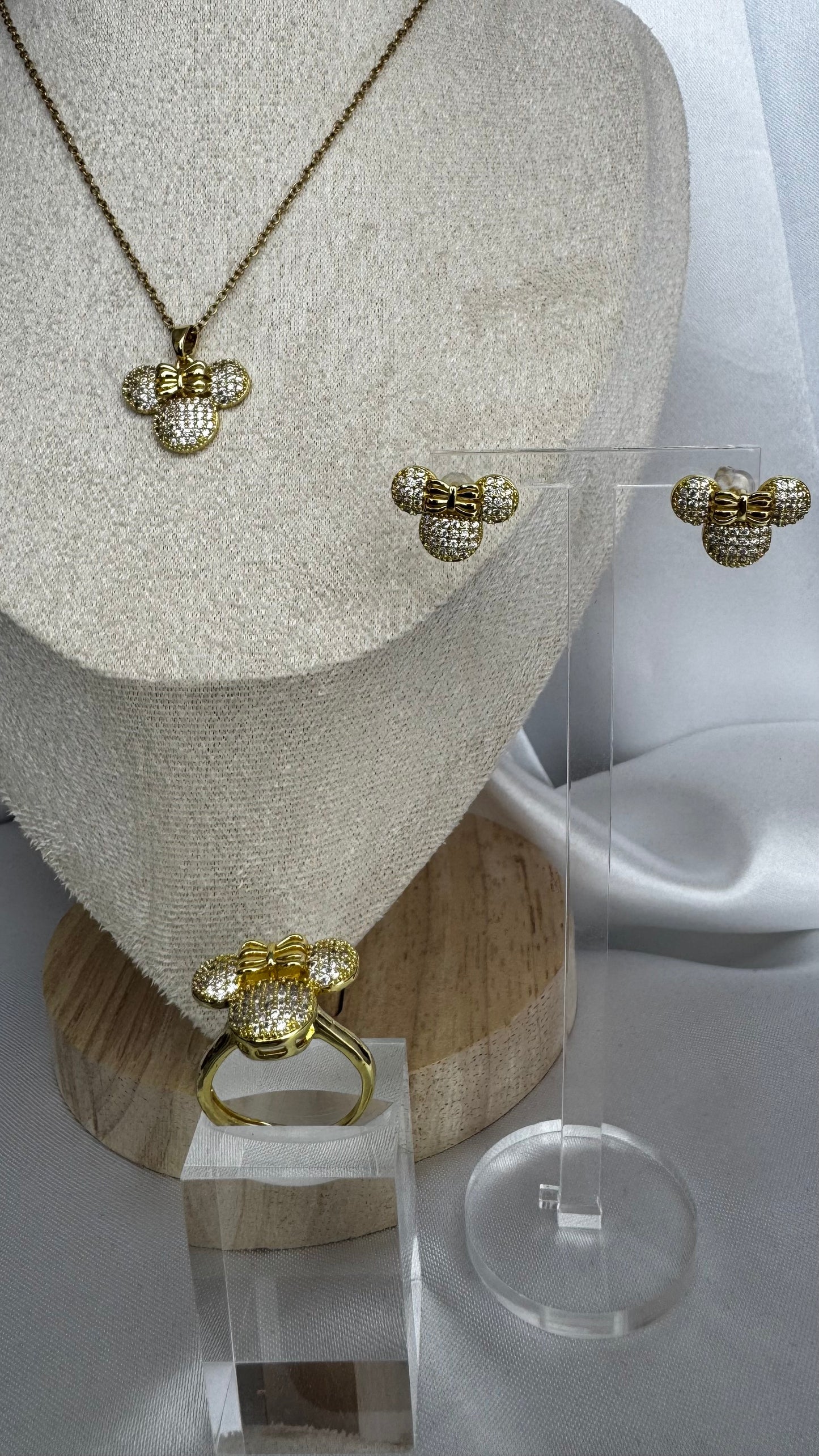 Conjunto Minnie Com Zircônias