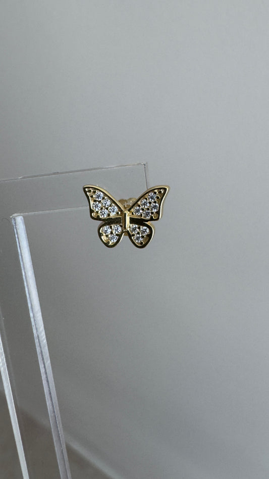 Brinco Borboleta 925 Banhada Cravejada com Zircônias