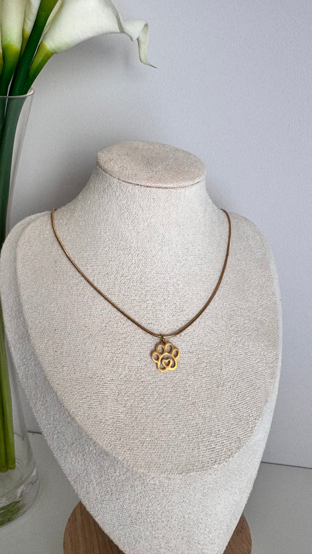 Colar com patinha em aço Inoxidável Dourado