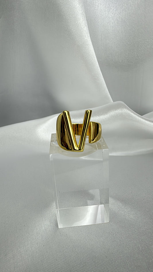 Anel V Regulável Dourado