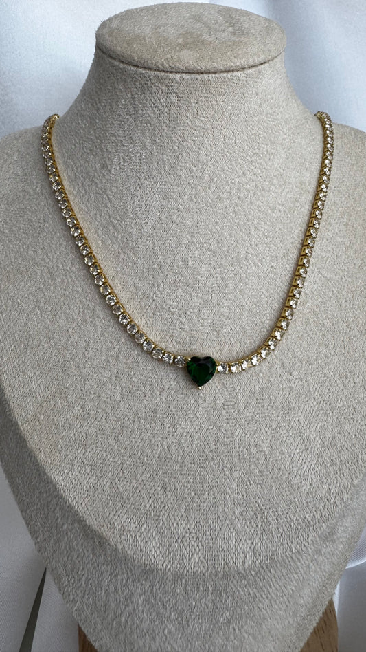 Choker Riviera Coração Verde Esmeralda