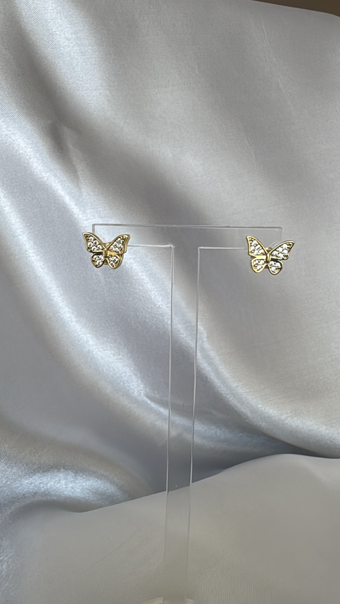 Brinco Borboleta 925 Banhada Cravejada com Zircônias