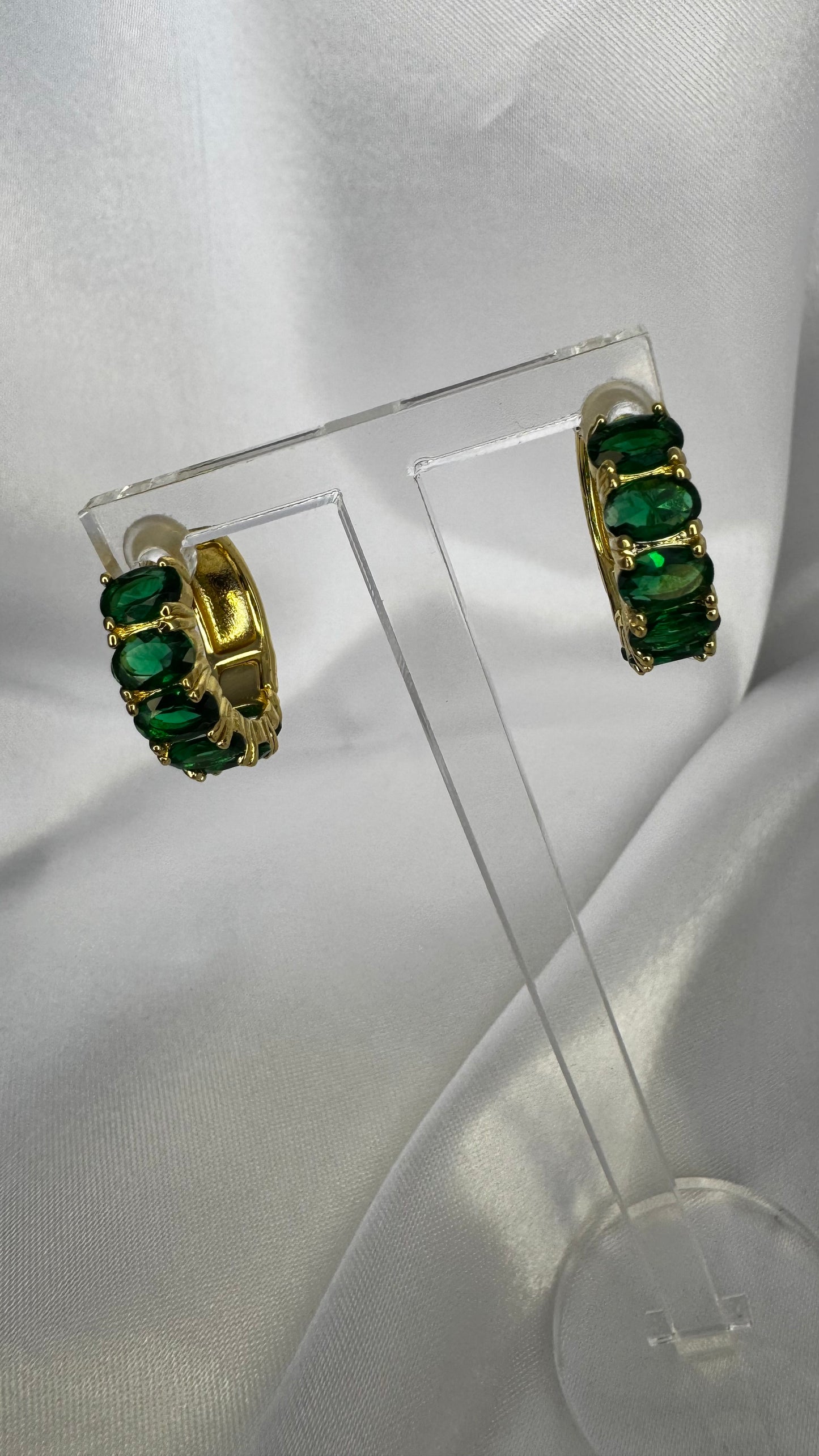 Argola Zirconias Verde Esmeralda