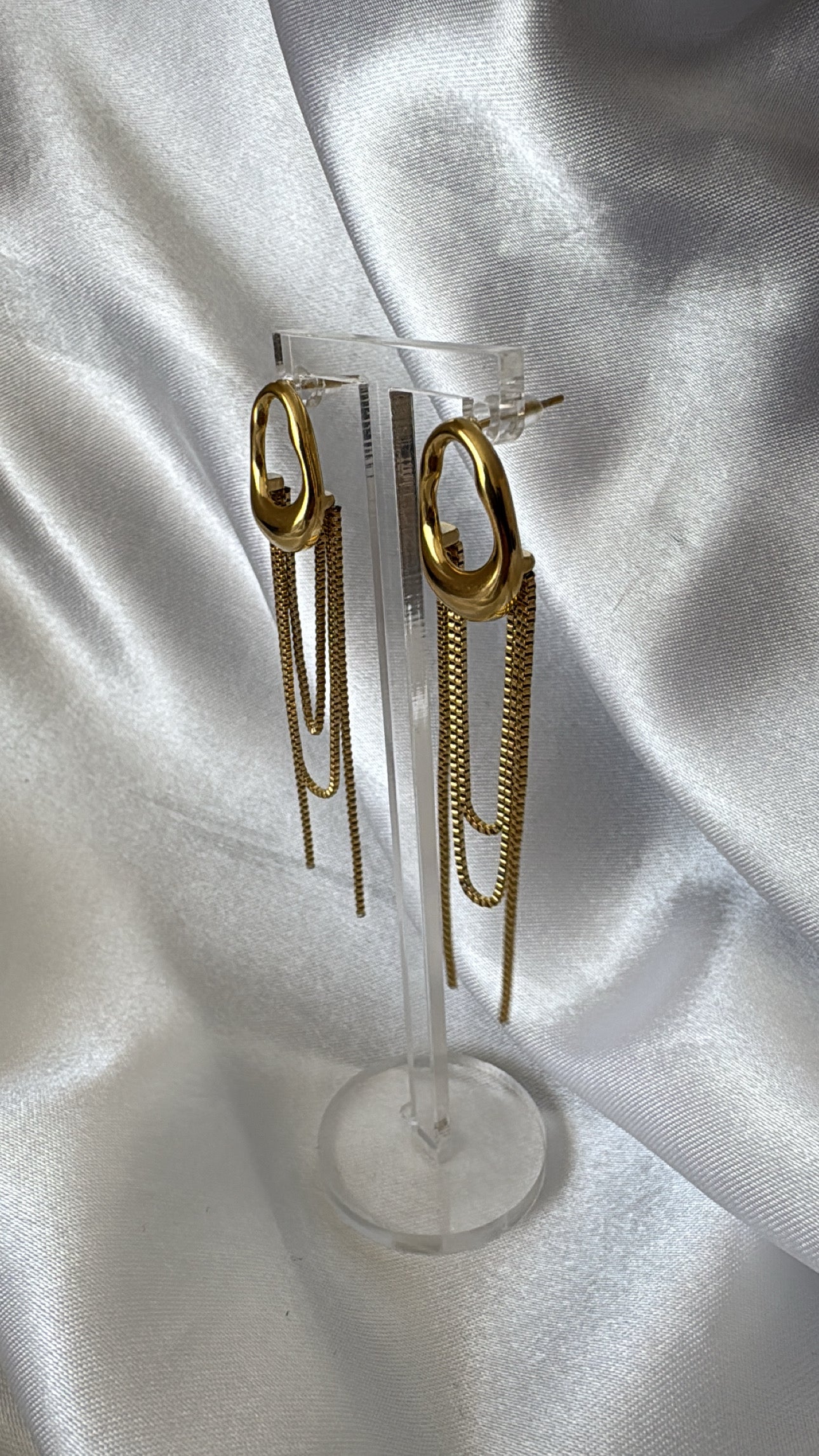 Brinco Orgânico com franjas Dourado