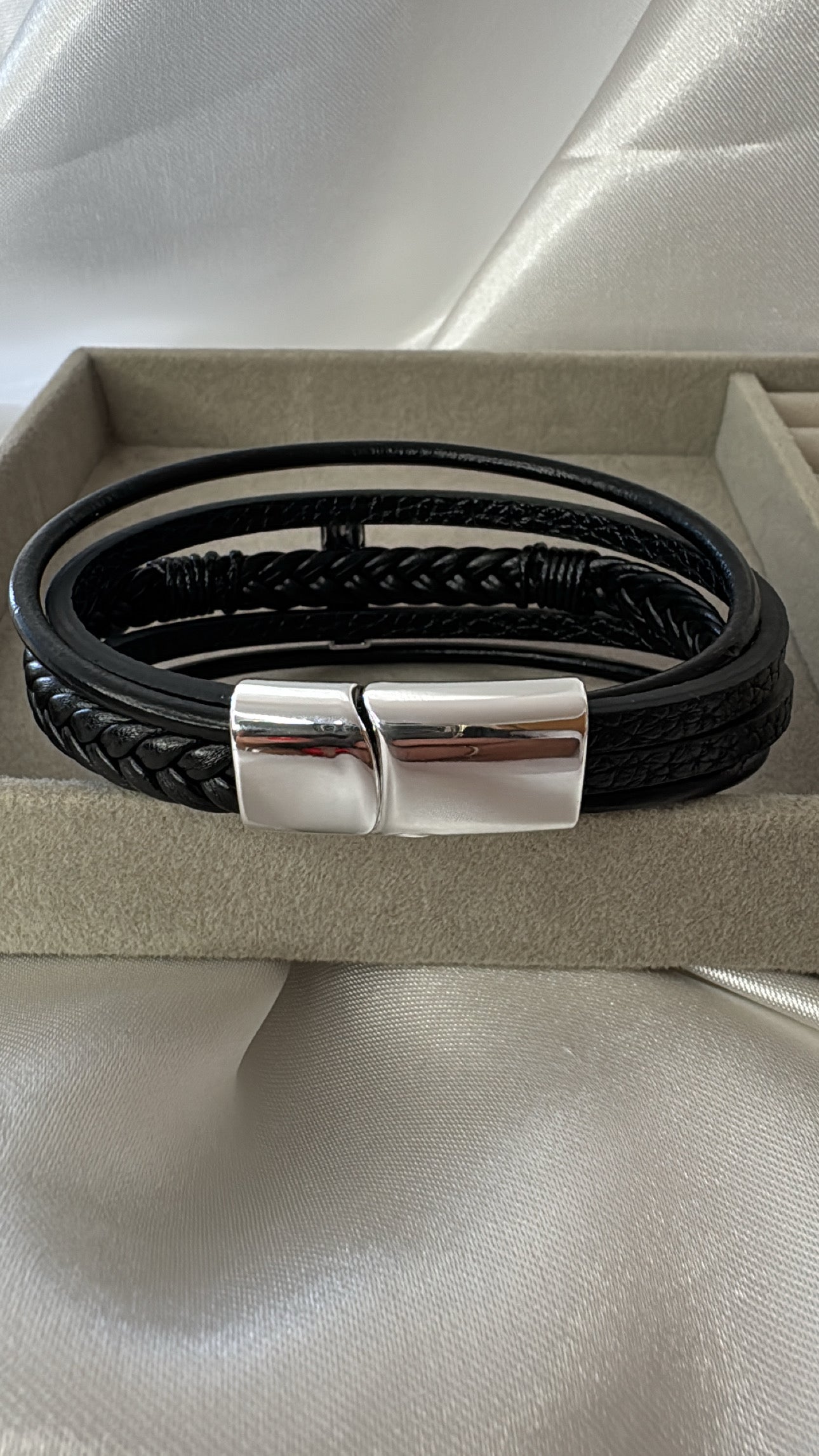 Pulseira Masculina Cruz prata 21cm