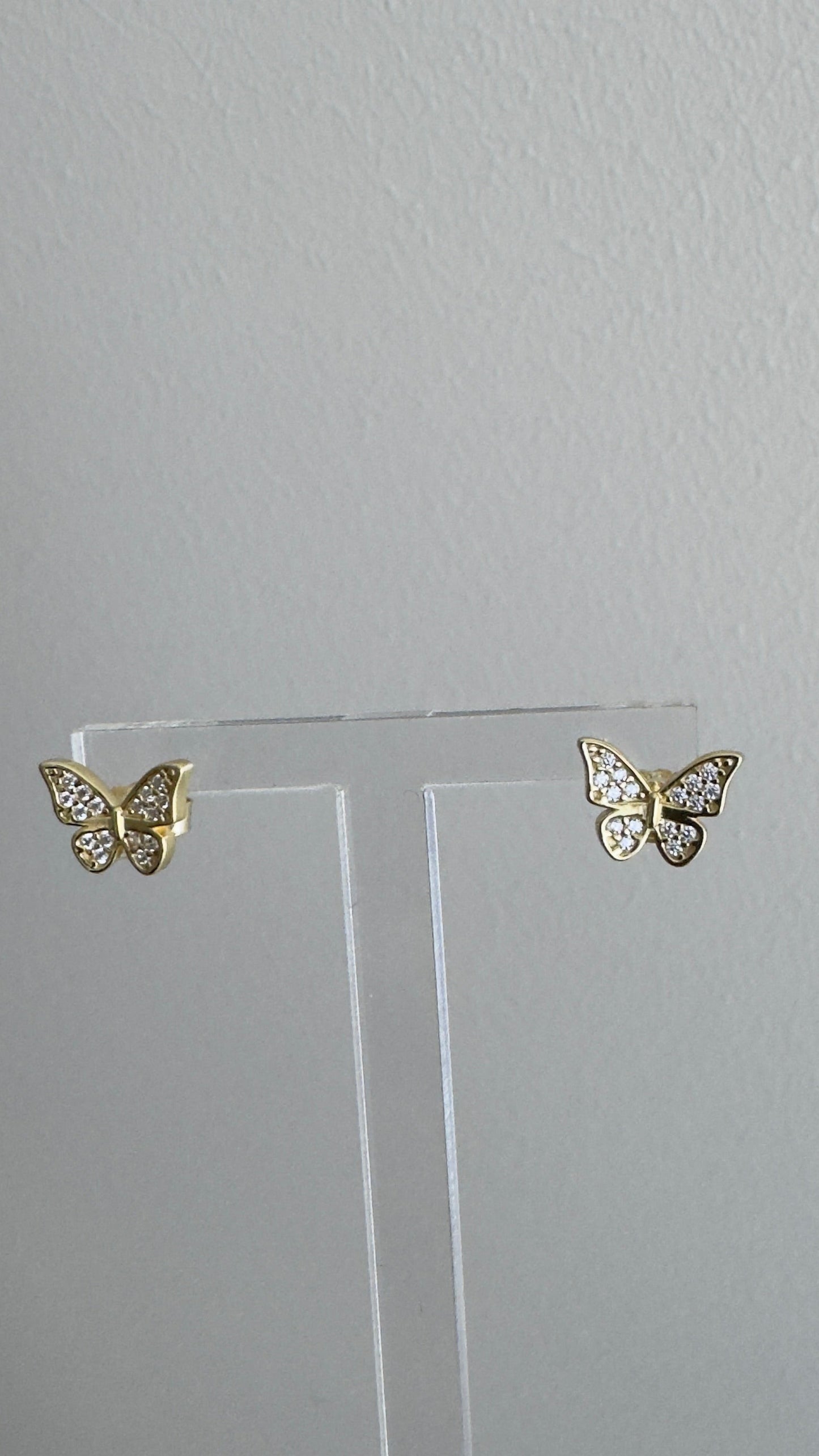 Brinco Borboleta 925 Banhada Cravejada com Zircônias