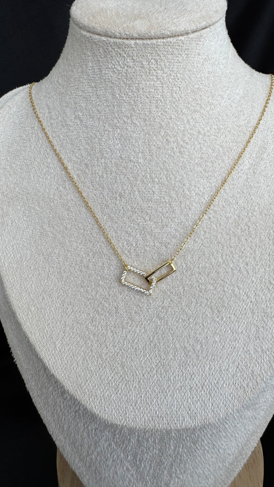 Colar Elos Retangulares com Zircônias 925