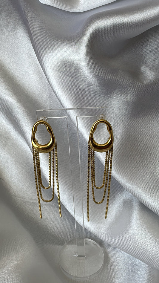 Brinco Orgânico com franjas Dourado