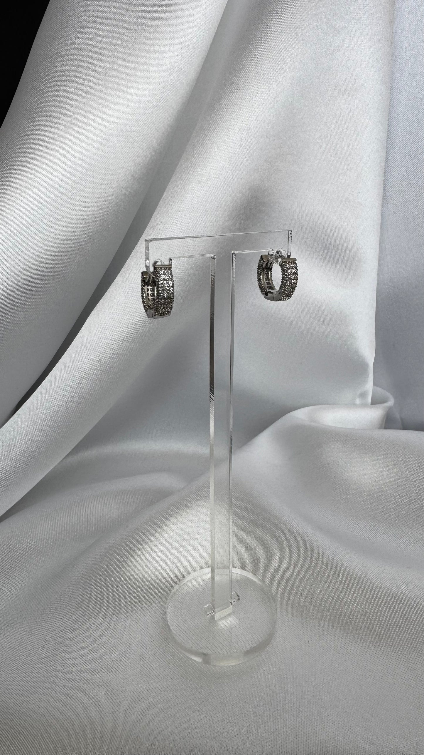 Brinco Argola Cravejada de Zircônias Prata