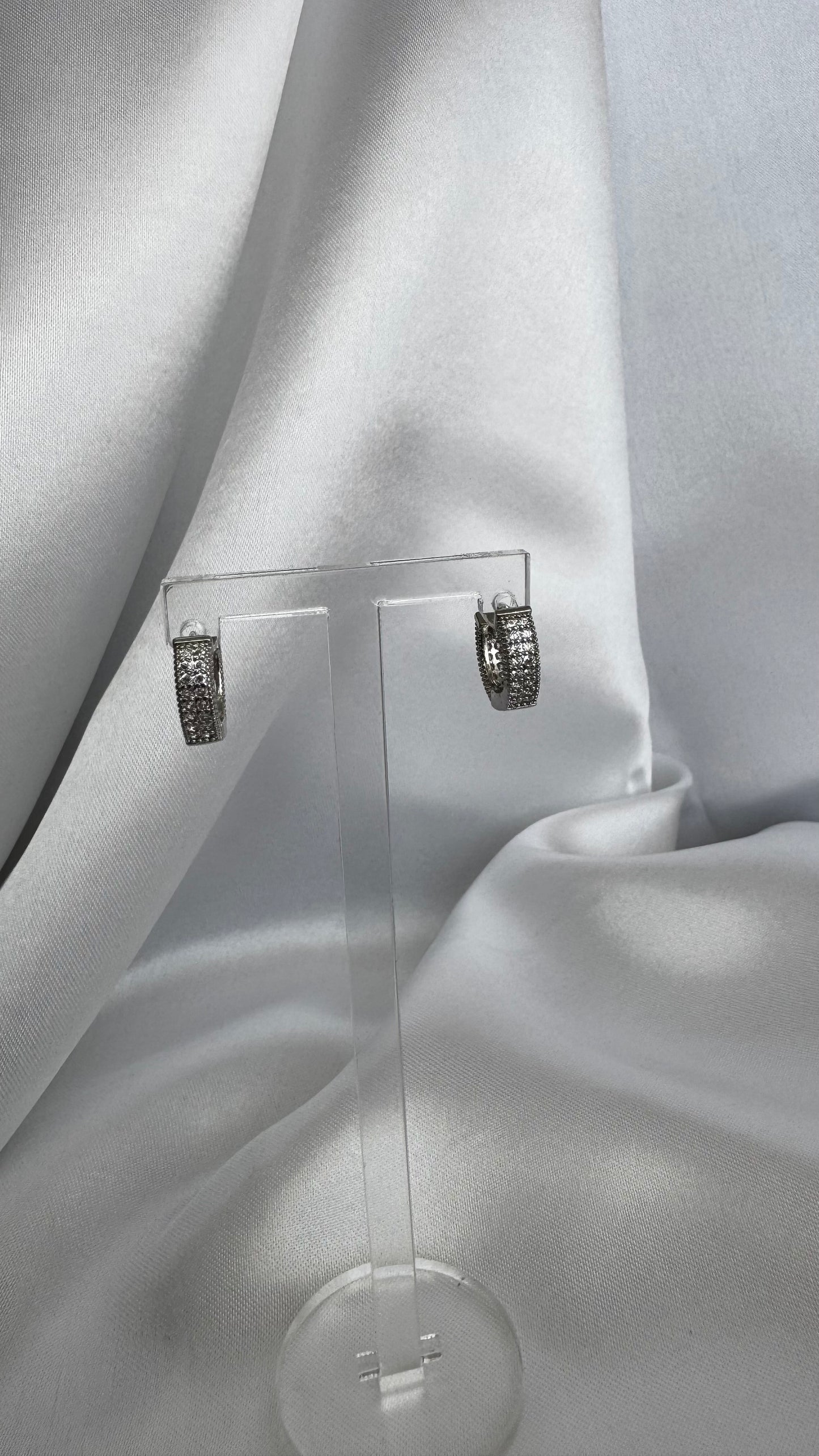 Brinco Argola Cravejada de Zircônias Prata