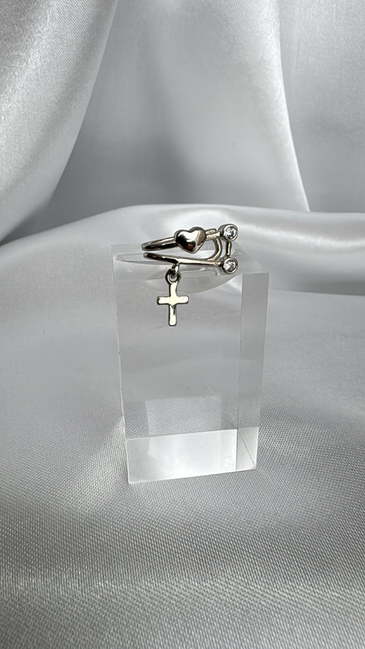 Piercing de encaixe com Cruz Prata