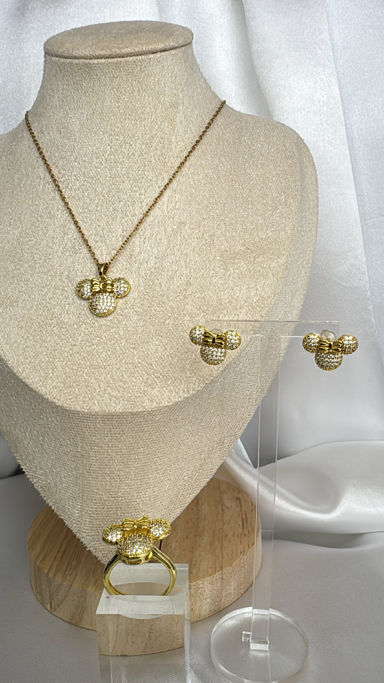 Conjunto Minnie Com Zircônias