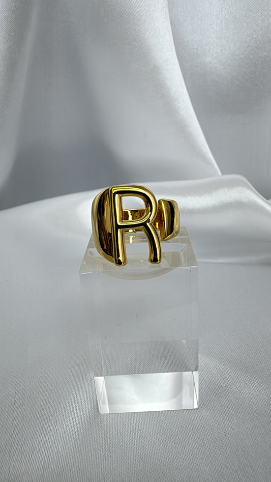 Anel R Regulável Dourado