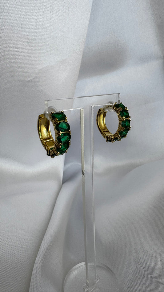 Argola Zirconias Verde Esmeralda