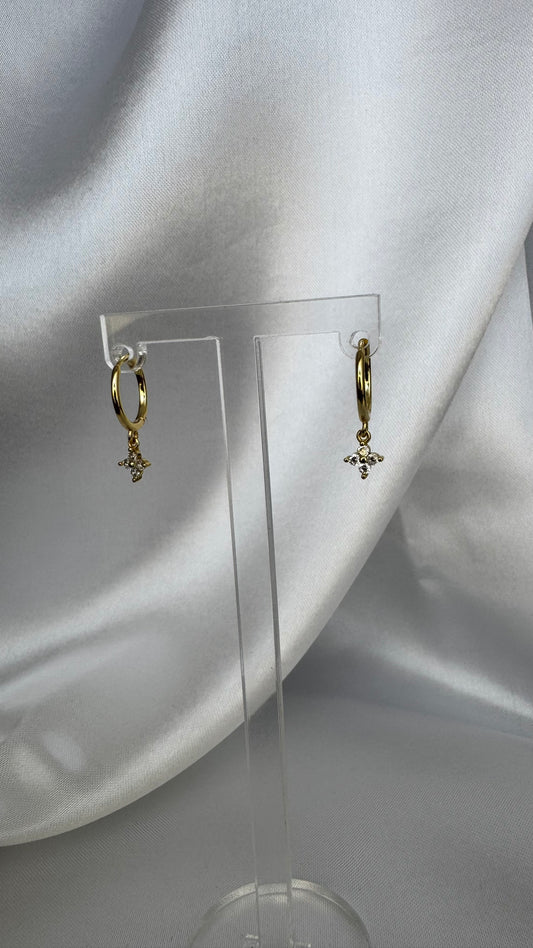 Argola com Flor Dourada