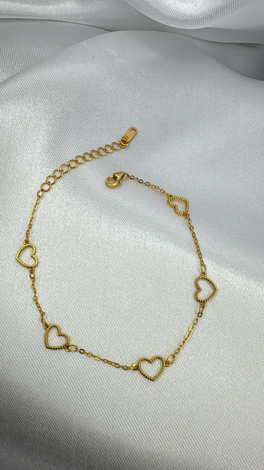 Pulseira Corações Dourado
